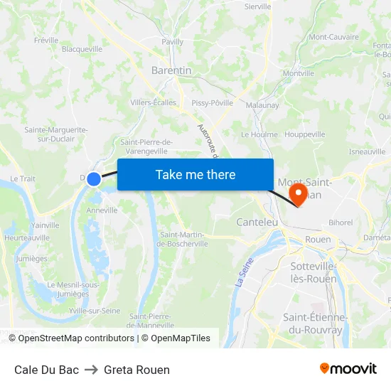 Cale Du Bac to Greta Rouen map
