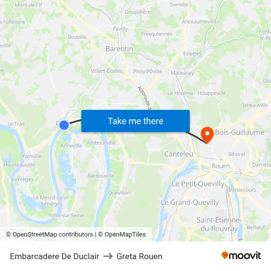 Embarcadere De Duclair to Greta Rouen map