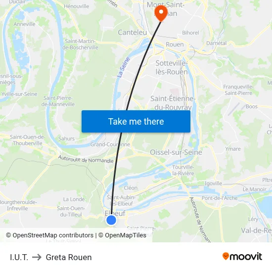 I.U.T. to Greta Rouen map