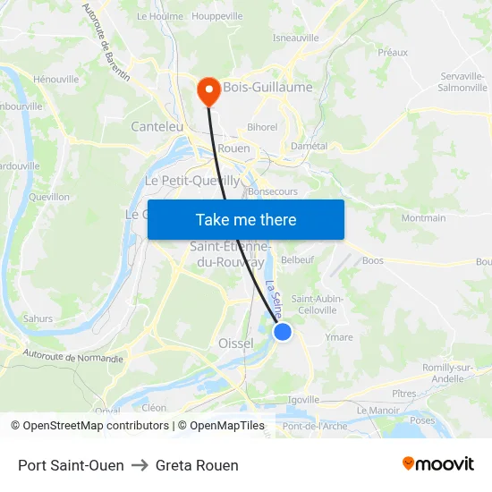 Port Saint-Ouen to Greta Rouen map