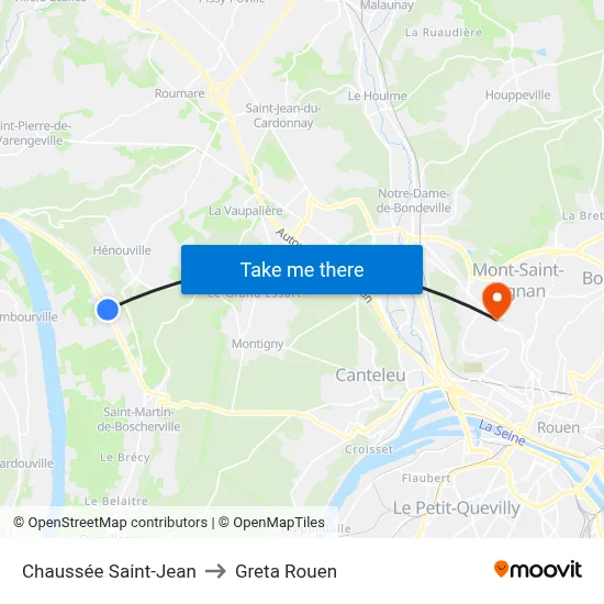 Chaussée Saint-Jean to Greta Rouen map