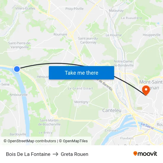 Bois De La Fontaine to Greta Rouen map