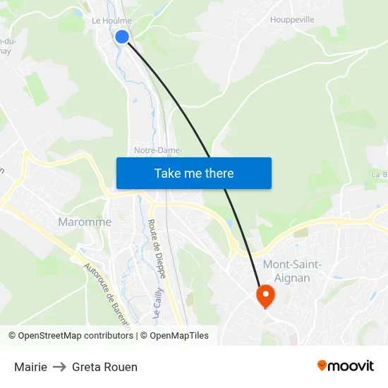 Mairie to Greta Rouen map