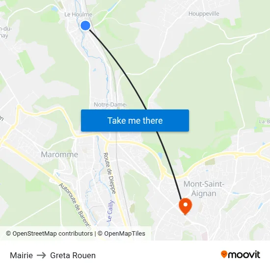 Mairie to Greta Rouen map