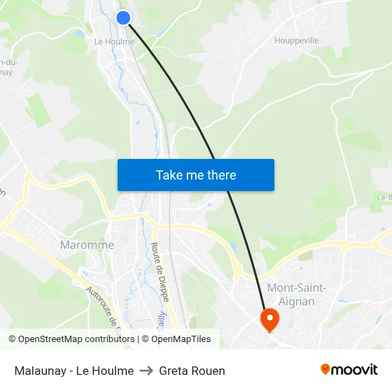 Malaunay - Le Houlme to Greta Rouen map