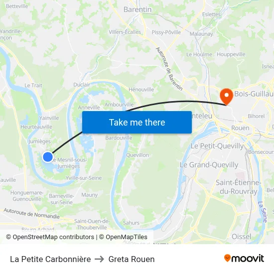 La Petite Carbonniere to Greta Rouen map