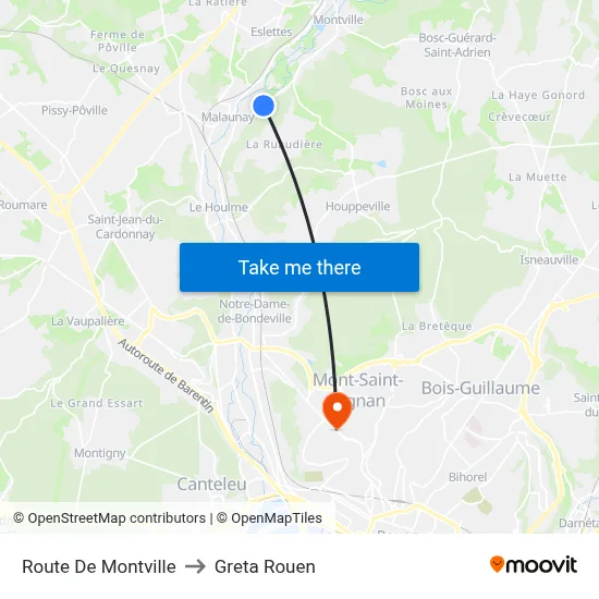 Route De Montville to Greta Rouen map