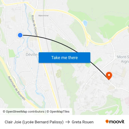 Clair Joie (Lycée Bernard Palissy) to Greta Rouen map