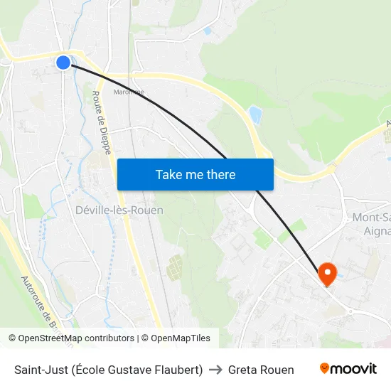 Saint-Just (École Gustave Flaubert) to Greta Rouen map