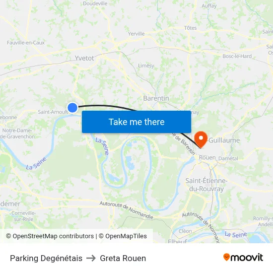 Parking Degénétais to Greta Rouen map