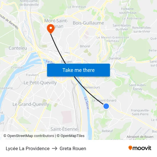 Lycée La Providence to Greta Rouen map