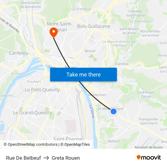 Rue De Belbeuf to Greta Rouen map