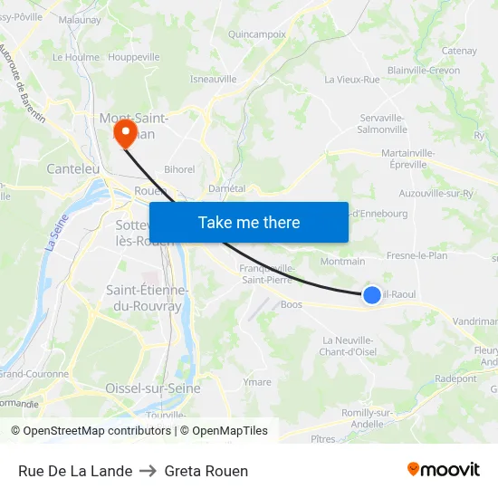 Rue De La Lande to Greta Rouen map