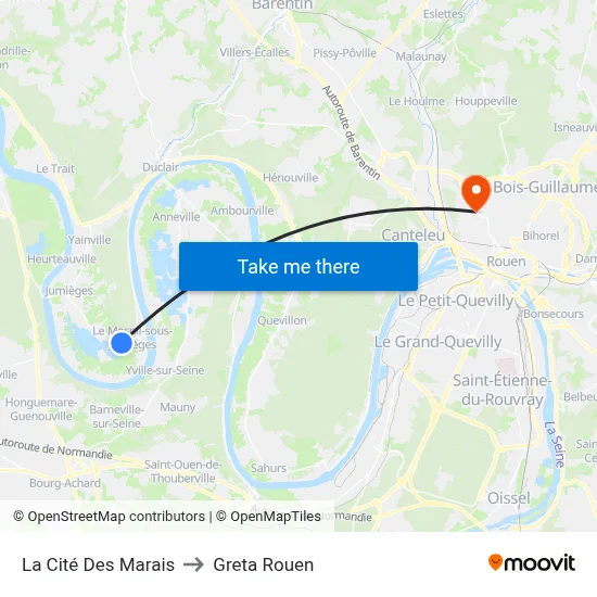 La Cité Des Marais to Greta Rouen map