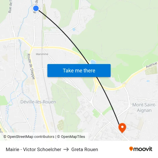 Mairie - Victor Schoelcher to Greta Rouen map