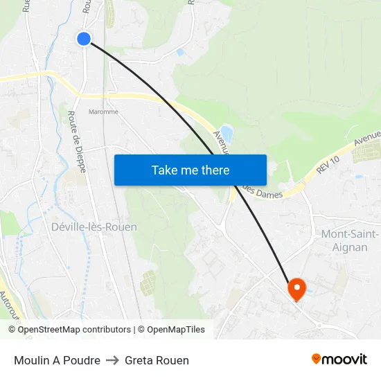 Moulin A Poudre to Greta Rouen map