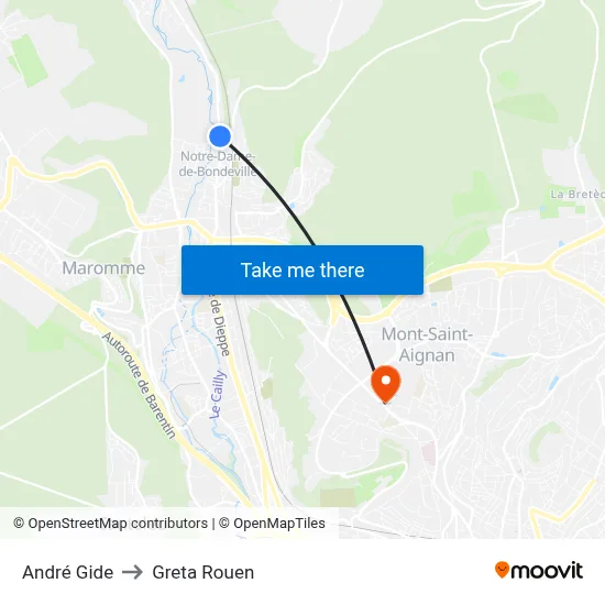 André Gide to Greta Rouen map
