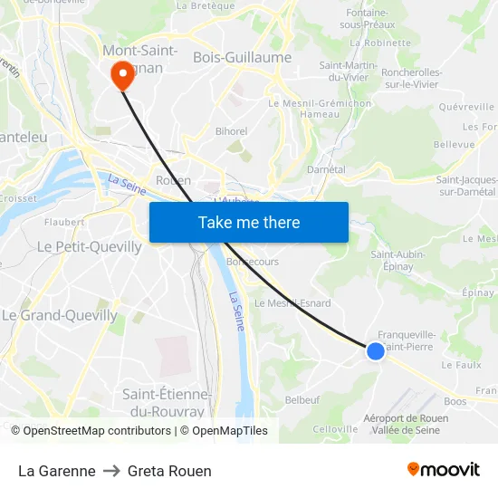 La Garenne to Greta Rouen map