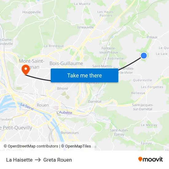 La Haisette to Greta Rouen map