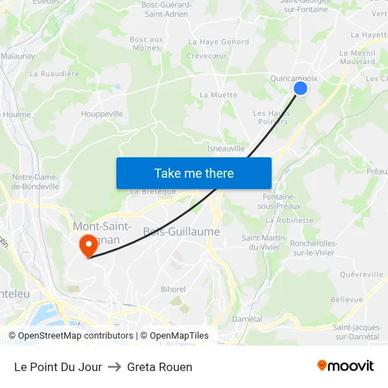 Le Point Du Jour to Greta Rouen map