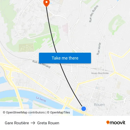Gare Routière to Greta Rouen map
