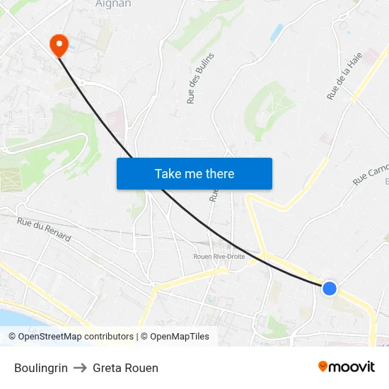 Boulingrin to Greta Rouen map