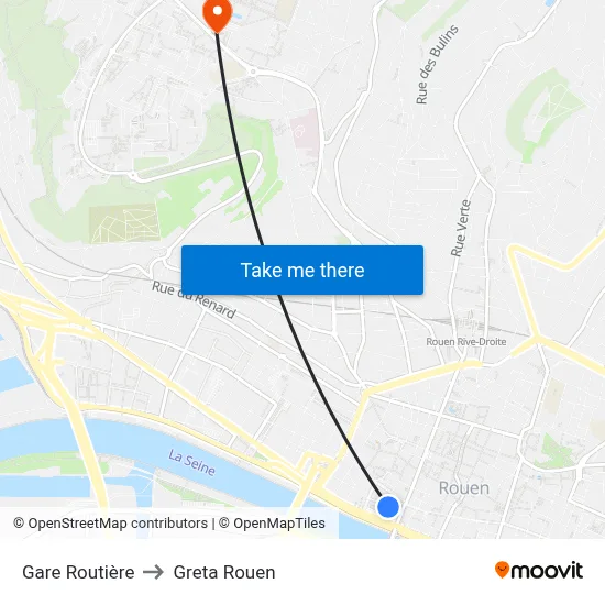 Gare Routière to Greta Rouen map