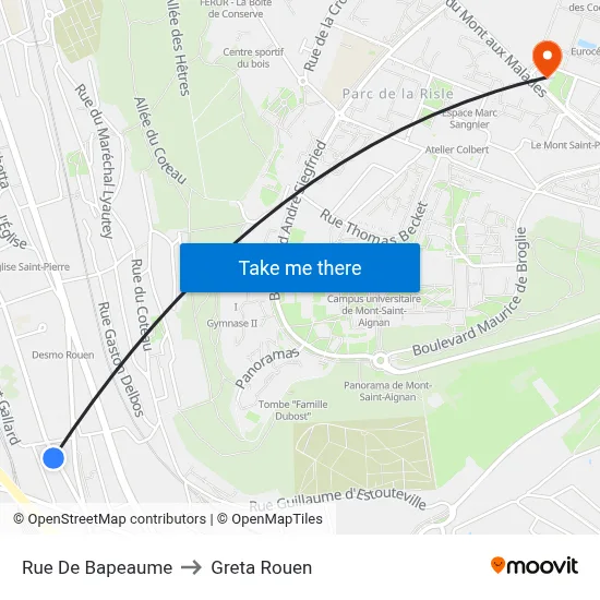 Rue De Bapeaume to Greta Rouen map