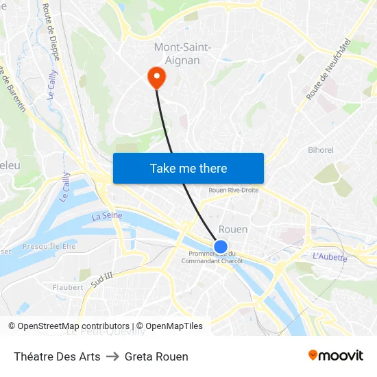 Théatre Des Arts to Greta Rouen map