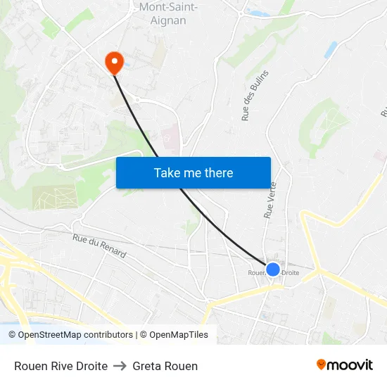 Rouen Rive Droite to Greta Rouen map