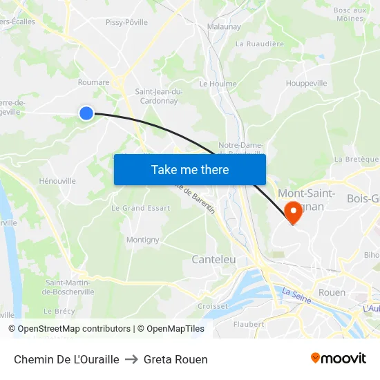 Chemin De L'Ouraille to Greta Rouen map