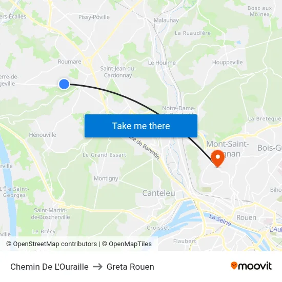 Chemin De L'Ouraille to Greta Rouen map