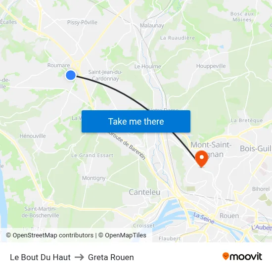 Le Bout Du Haut to Greta Rouen map