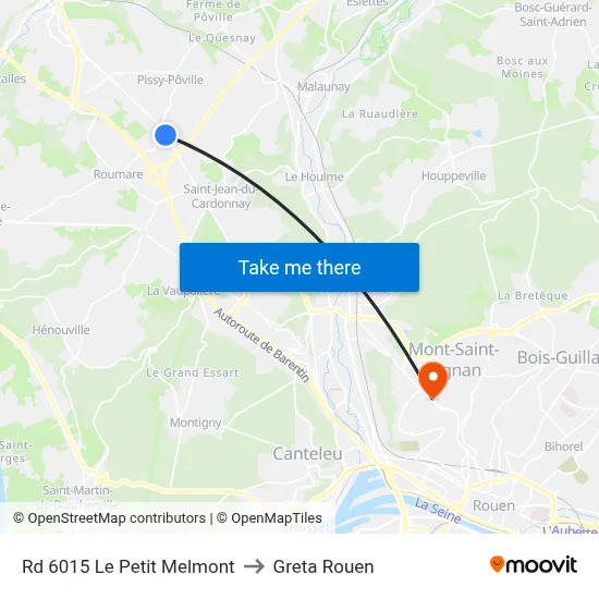 Rd 6015 Le Petit Melmont to Greta Rouen map