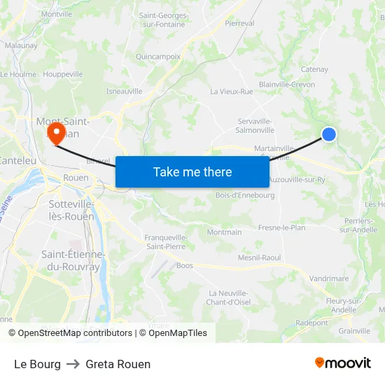 Le Bourg to Greta Rouen map
