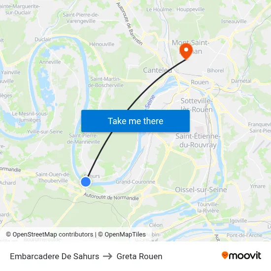 Embarcadere De Sahurs to Greta Rouen map