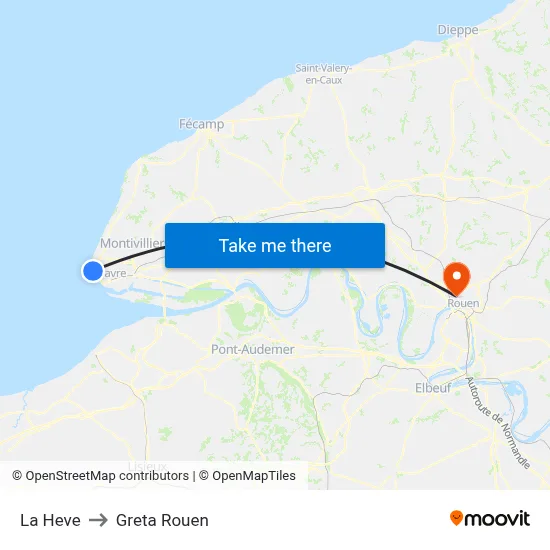 La Heve to Greta Rouen map