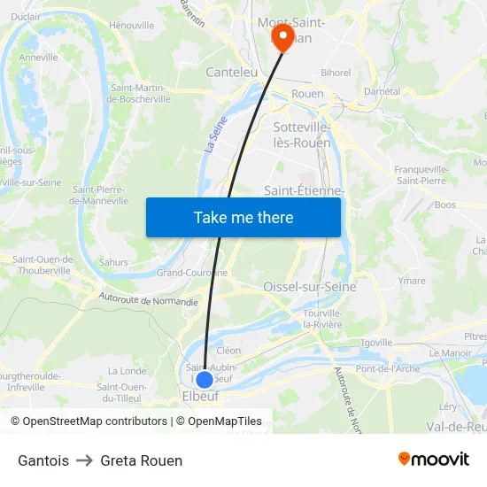 Gantois to Greta Rouen map