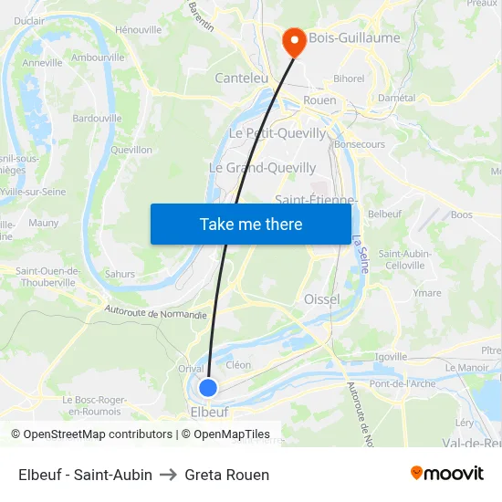 Elbeuf - Saint-Aubin to Greta Rouen map