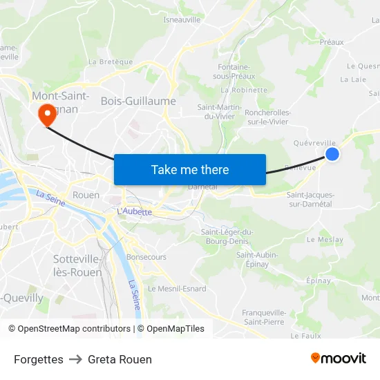 Forgettes to Greta Rouen map