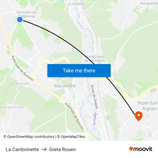La Cardonnette to Greta Rouen map