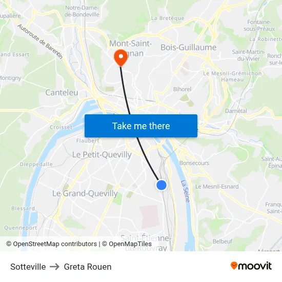 Sotteville to Greta Rouen map