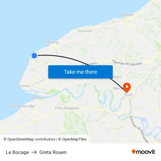 Le Bocage to Greta Rouen map