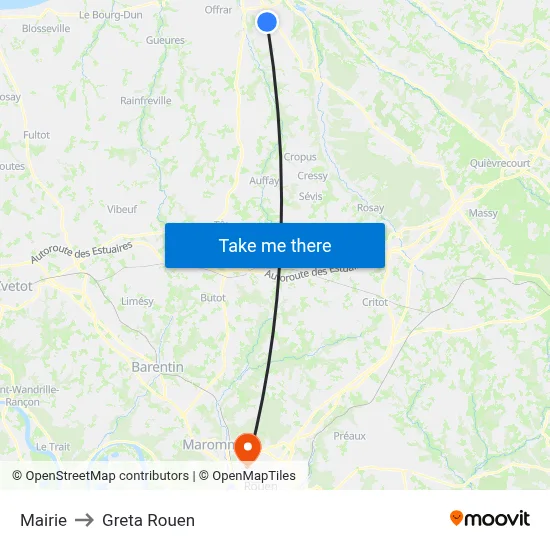 Mairie to Greta Rouen map