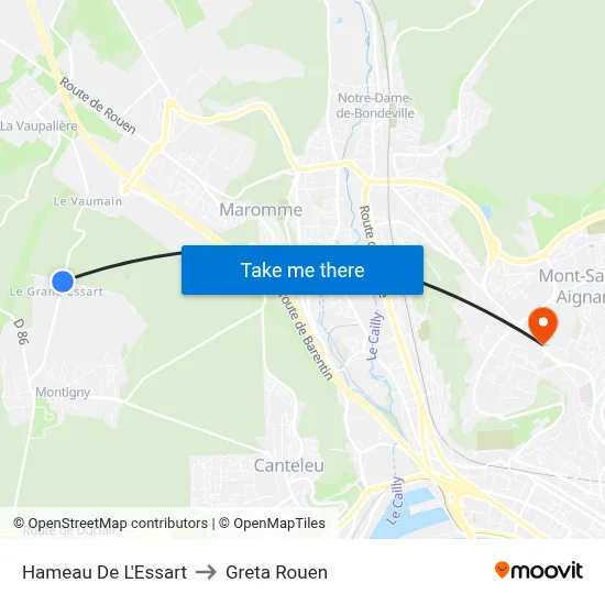 Hameau De L'Essart to Greta Rouen map