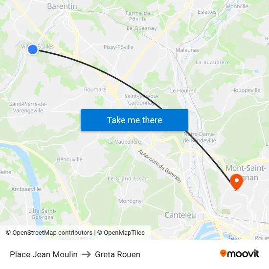Place Jean Moulin to Greta Rouen map