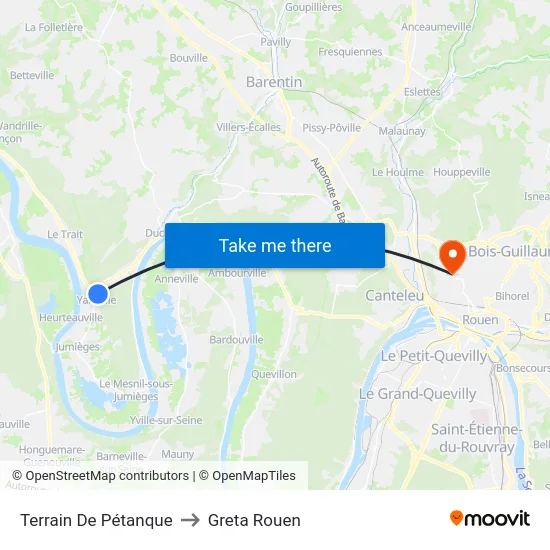 Terrain De Pétanque to Greta Rouen map