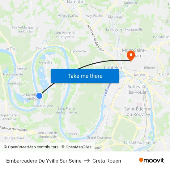 Embarcadere De Yville Sur Seine to Greta Rouen map