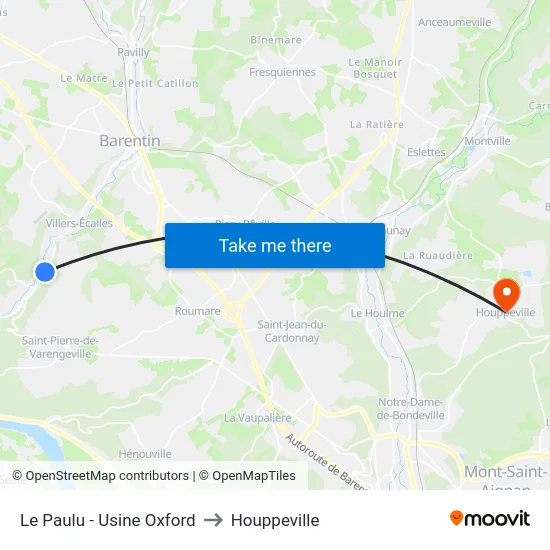 Le Paulu - Usine Oxford to Houppeville map