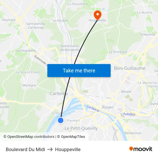 Boulevard Du Midi to Houppeville map